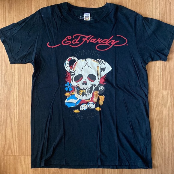 ❤️ Ed Hardy by Christian Audigier Skull Tee Size Large NWOT - Picture 1 of 7